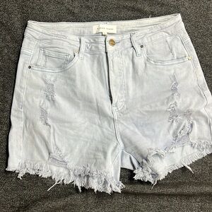Risen Light Blue Distressed Women's Shorts